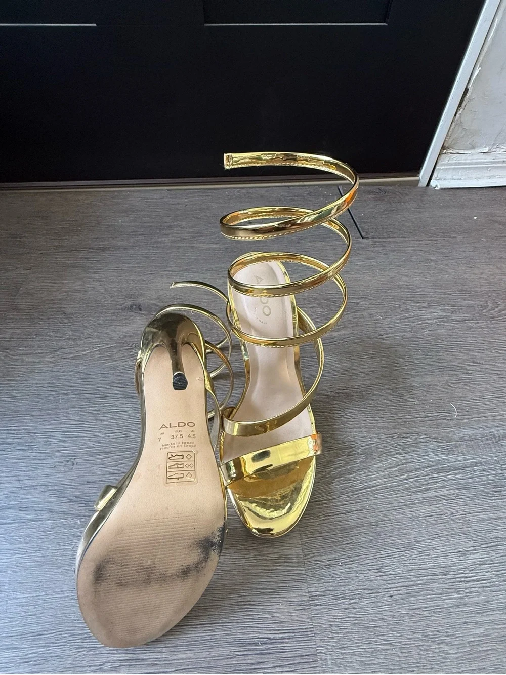 ALDO Gold Spiral-Strap High Heel Sandals